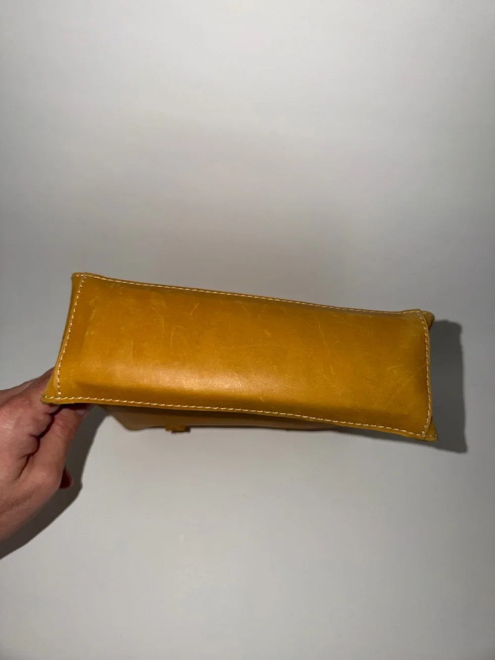 Parker Clay Mustard Leather Tote Bag - DS Monogram